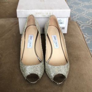 Jimmy Choo Size 38 Isabel Champagne Glitter shoes